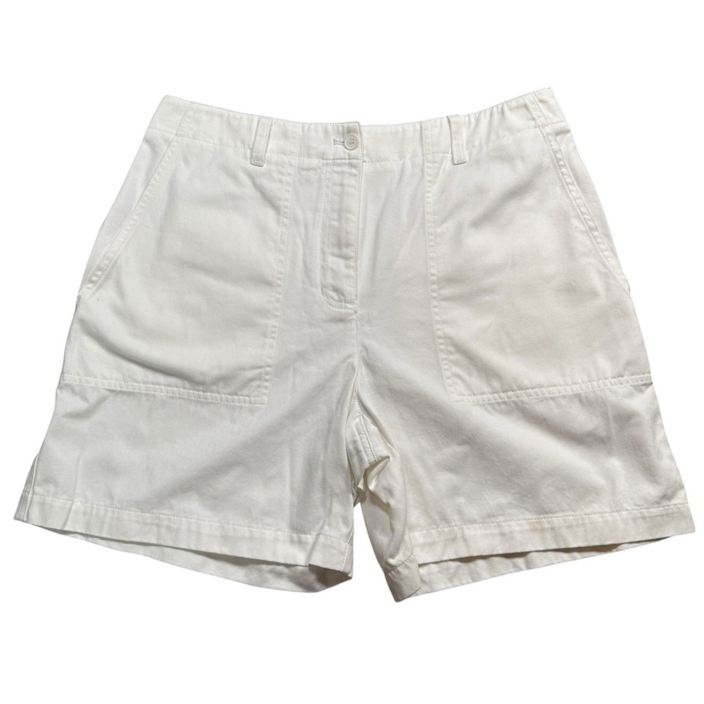VTG Jones New York Sport White 100% Cotton Shorts Size 10 High Rise Patch Pocket